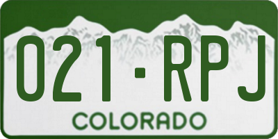 CO license plate 021RPJ
