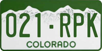 CO license plate 021RPK