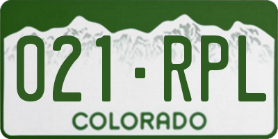 CO license plate 021RPL