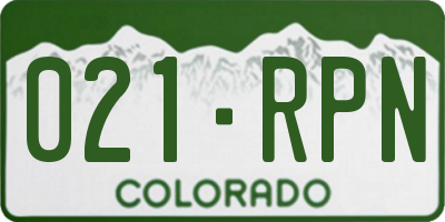 CO license plate 021RPN