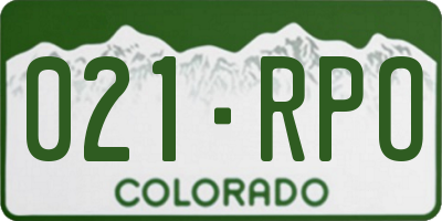 CO license plate 021RPO