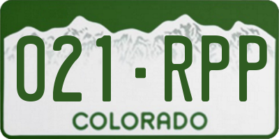 CO license plate 021RPP