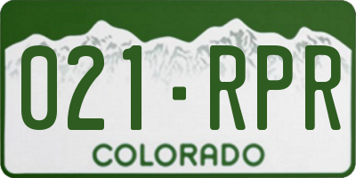 CO license plate 021RPR