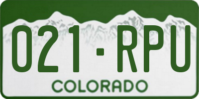 CO license plate 021RPU