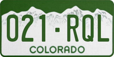 CO license plate 021RQL