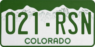 CO license plate 021RSN