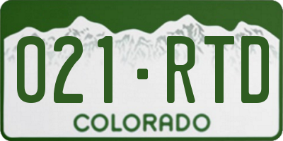 CO license plate 021RTD