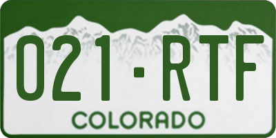CO license plate 021RTF