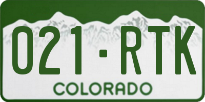 CO license plate 021RTK