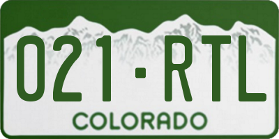 CO license plate 021RTL