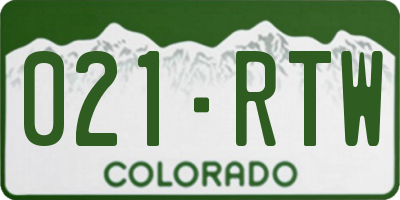 CO license plate 021RTW
