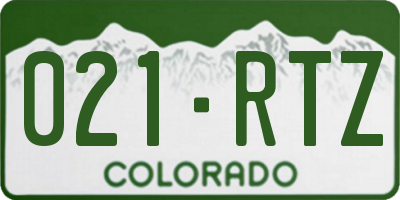 CO license plate 021RTZ