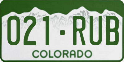 CO license plate 021RUB