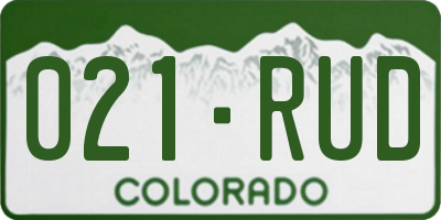 CO license plate 021RUD