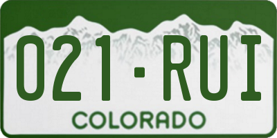 CO license plate 021RUI