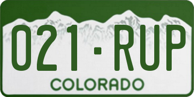CO license plate 021RUP