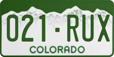 CO license plate 021RUX