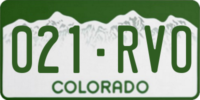 CO license plate 021RVO
