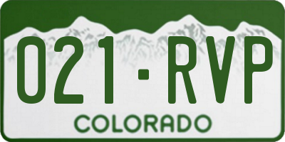 CO license plate 021RVP