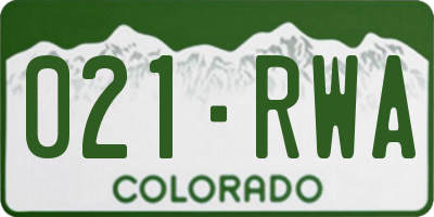 CO license plate 021RWA
