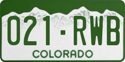 CO license plate 021RWB
