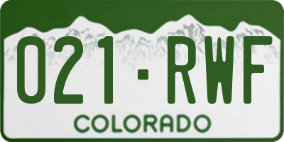 CO license plate 021RWF