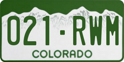 CO license plate 021RWM