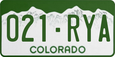CO license plate 021RYA