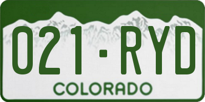 CO license plate 021RYD