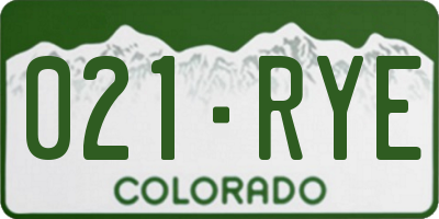 CO license plate 021RYE