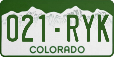 CO license plate 021RYK