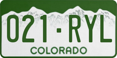 CO license plate 021RYL