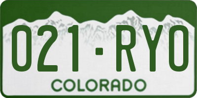 CO license plate 021RYO