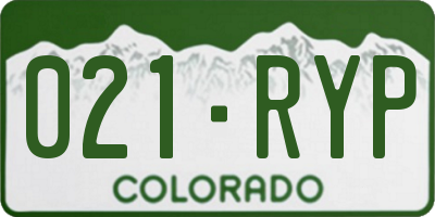 CO license plate 021RYP