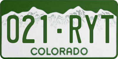 CO license plate 021RYT