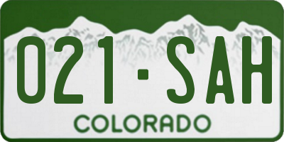 CO license plate 021SAH