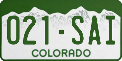 CO license plate 021SAI