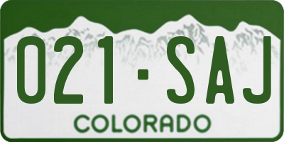 CO license plate 021SAJ