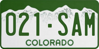 CO license plate 021SAM