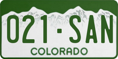 CO license plate 021SAN