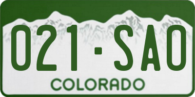 CO license plate 021SAO