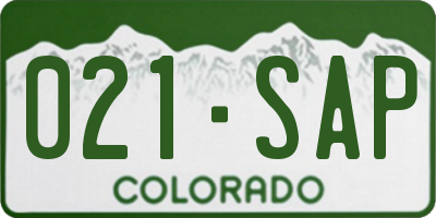 CO license plate 021SAP