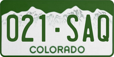 CO license plate 021SAQ