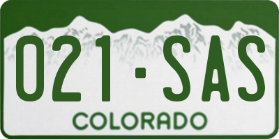 CO license plate 021SAS