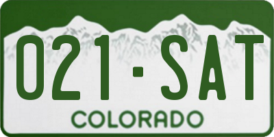 CO license plate 021SAT
