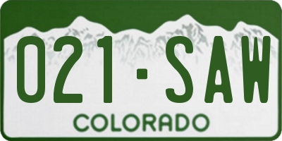 CO license plate 021SAW