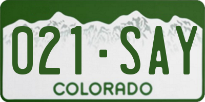 CO license plate 021SAY