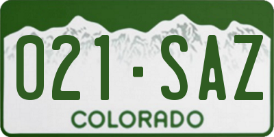 CO license plate 021SAZ