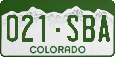 CO license plate 021SBA