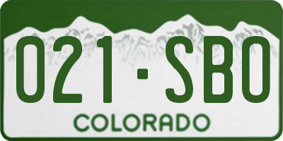 CO license plate 021SBO